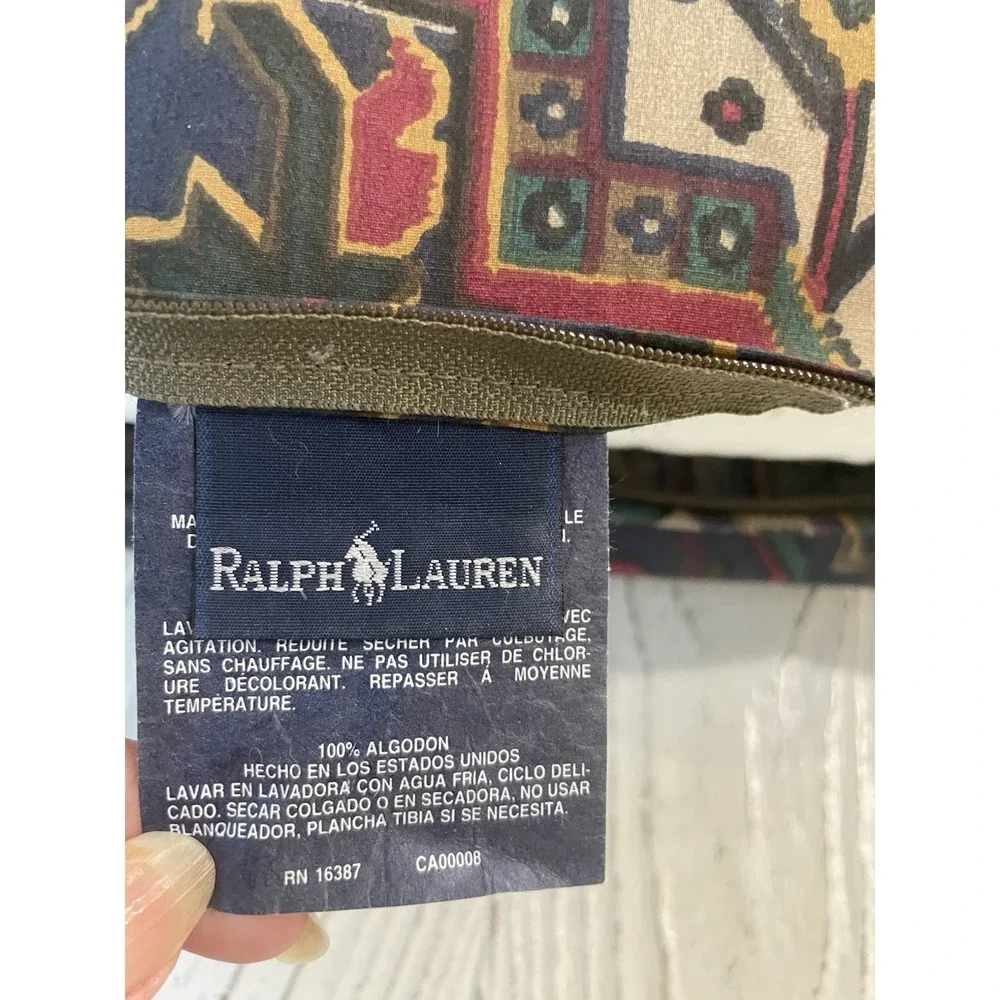 Vtg Ralph Lauren Oxfordshire Sandalwood 16x16 Pillow Orienta Feather Insert